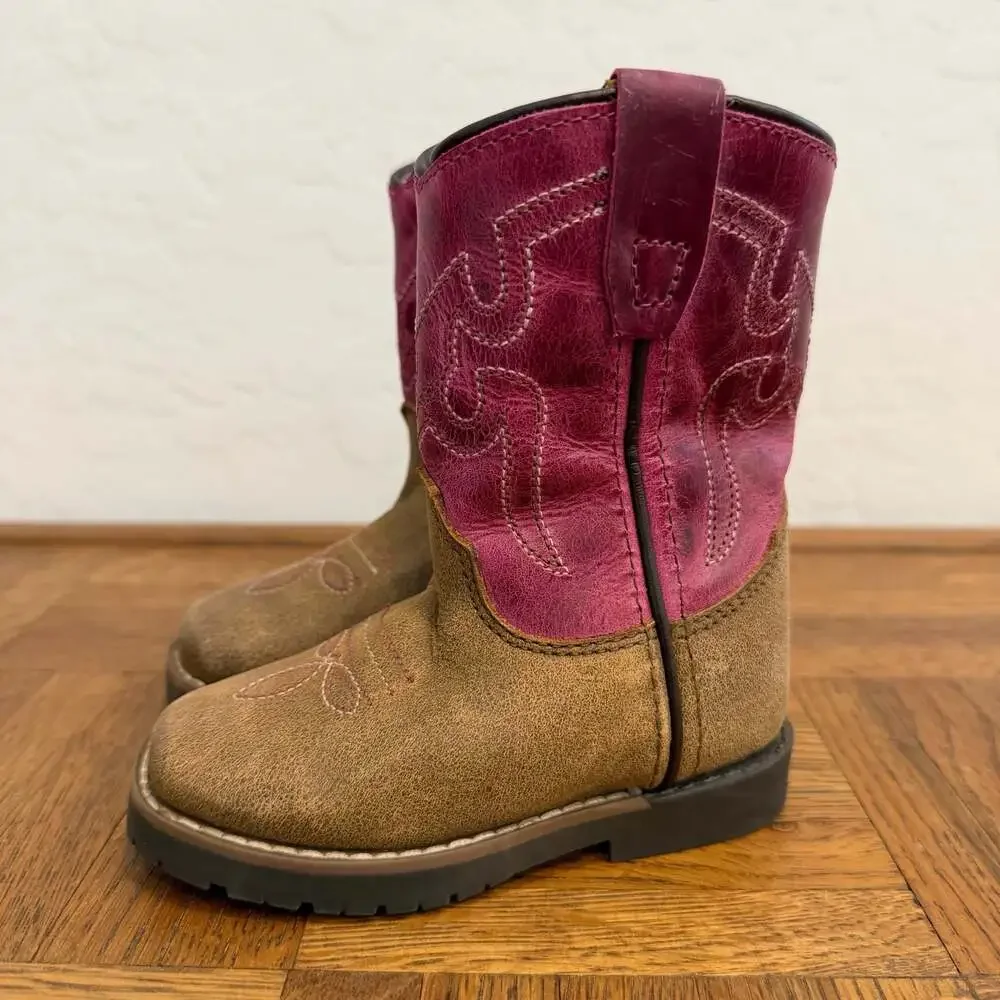 Shyanne Girls Autry Western Cowboy Boots Style 43920T Brown and Pink Toddler 5D